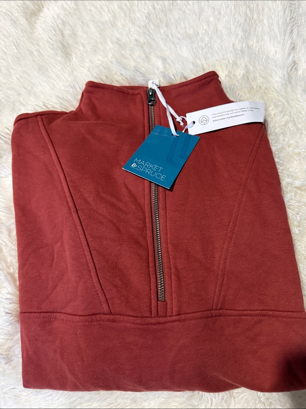 Market & Spruce Women's Rust Half-Zip Track Jumpsuit